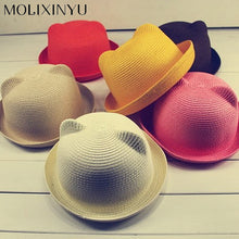 Load image into Gallery viewer, Fashion Ears Straw Hats Baby